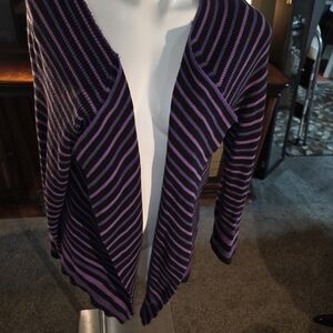 Jones New York Purple and Black Striped Cardigan